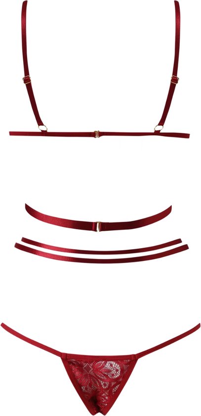 Lingerie Set Rood - 2 Delige Set met Bralette en String - Sexy Vrouwen Ondergoed / Lingerie - Maat M