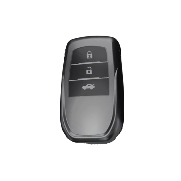 Zachte TPU Sleutelcover - Sleutelhoesje Geschikt voor Toyota Yaris Cross / Hilux / Innova / Fortuner / Camry / Land Cruiser 200 / Land Cruiser 300 / Prado / Crown / TLK 200 - Space Grey - Key Cover - Auto Accessoires