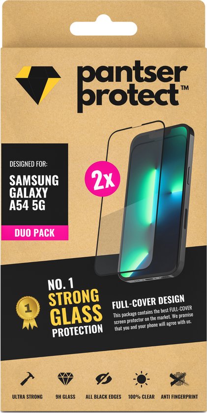 DUO-PACK - 2x Pantser Protect™ Glass Screenprotector Geschikt voor Samsung Galaxy A54 5G - Case Friendly - Premium Pantserglas - Glazen Screen Protector