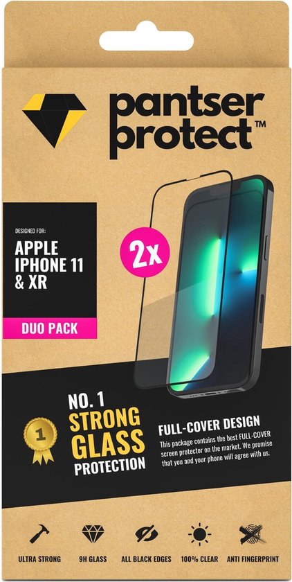 DUO-PACK - 2x Pantser Protect™ Glass Screenprotector Geschikt voor iPhone 11 / XR - Case Friendly - Premium Pantserglas - Glazen Screen Protector