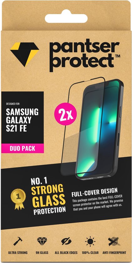 DUO-PACK - 2x Pantser Protect™ Glass Screenprotector Geschikt voor Samsung Galaxy S21 FE - Case Friendly - Premium Pantserglas - Glazen Screen Protector