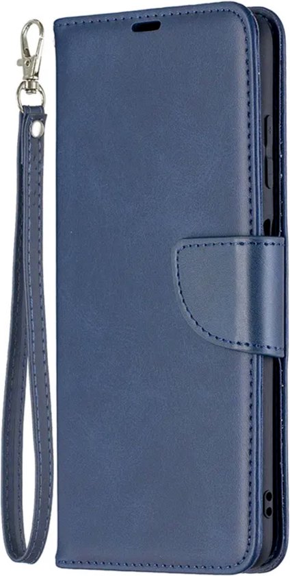 Hoesje Blauw - Geschikt voor Apple iPhone 15 -  Portemonnee Book Case - Boekje Met Kaarthouder / Pasjeshouder en Magneetsluiting - Booklet Beschermhoes - Boekhoesje met Draagkoord
