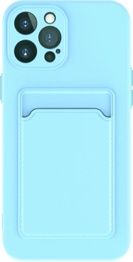Set van 2 - Stevig TPU Hoesje - Geschikt voor Apple iPhone 16 Pro - Met Kaarthouder - Roze & Lichtblauw - Shockproof Case met Pasjeshouder - TPU Hoes Met Vakje Voor Pasje - Card Case Back Cover