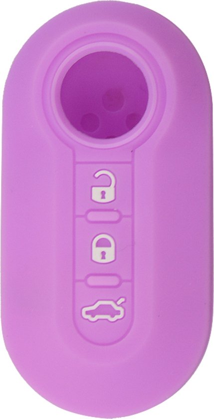Siliconen Sleutelcover - Lila Paars Sleutelhoesje Geschikt voor Fiat 500 / 500L / 500X / 500C / Panda / Punto / Stilo - Sleutel Hoesje Cover - Auto Accessoires