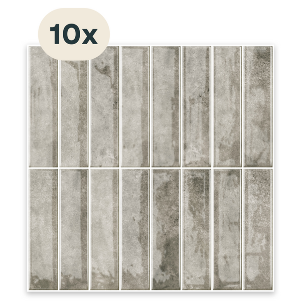Solusia Zelfklevende Plaktegels - Grijs – 10 Hoogwaardige Plaktegels voor Wand – Waterdichte Wandpanelen voor Keuken, Badkamer en Toilet – 30 x 30 cm – Makkelijk aan te brengen - Tegeltjes Tegelstickers