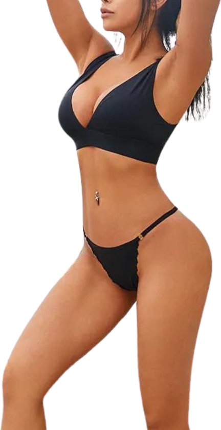 [EOL] Sexy Dames String - Zwart - Smal Bandje - Dames Lingerie / Ondergoed - Maat XL