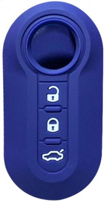 Siliconen Sleutelcover - Navy Blauw Sleutelhoesje Geschikt voor Fiat 500 / 500L / 500X / 500C / Panda / Punto / Stilo - Sleutel Hoesje Cover - Auto Accessoires