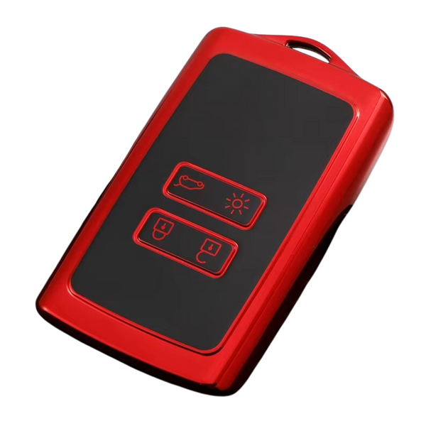 Zachte TPU Sleutelcover - Sleutelhoesje Geschikt voor Renault Koleos / Scénic 4 / Arkana / Captur / Mégane / Talisman / Espace / Clio / Zoë / Dacia Sandero - Zwart met Rood - Key Cover - Auto Accessoires
