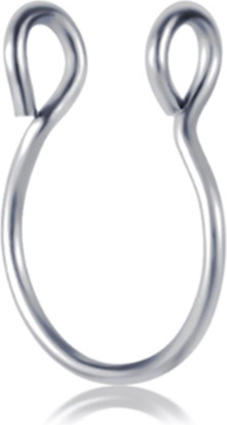 Fake Neuspiercing Zilver - Nep Neuspiercing Septum - Neusring - Nep Piercing Ringetje - RVS Roestvrij Staal - 8 mm