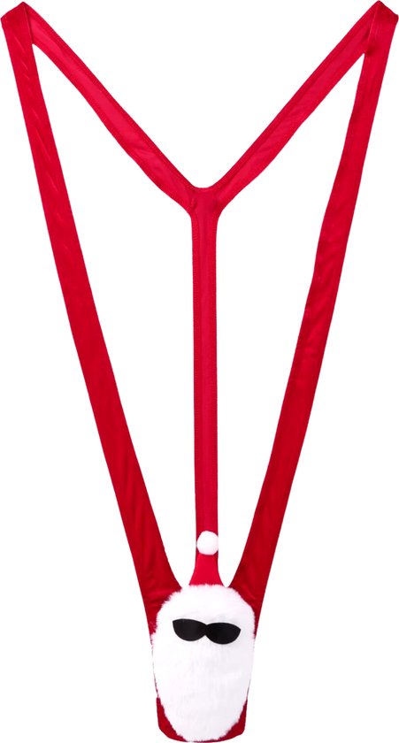 Mankini Kerstman - Mannen Borat String Rood Dons - Kerstpakje - Sexy Heren Lingerie Kerst - Grappig Cadeau Feestdagen - Vrijgezellenfeest - One Size