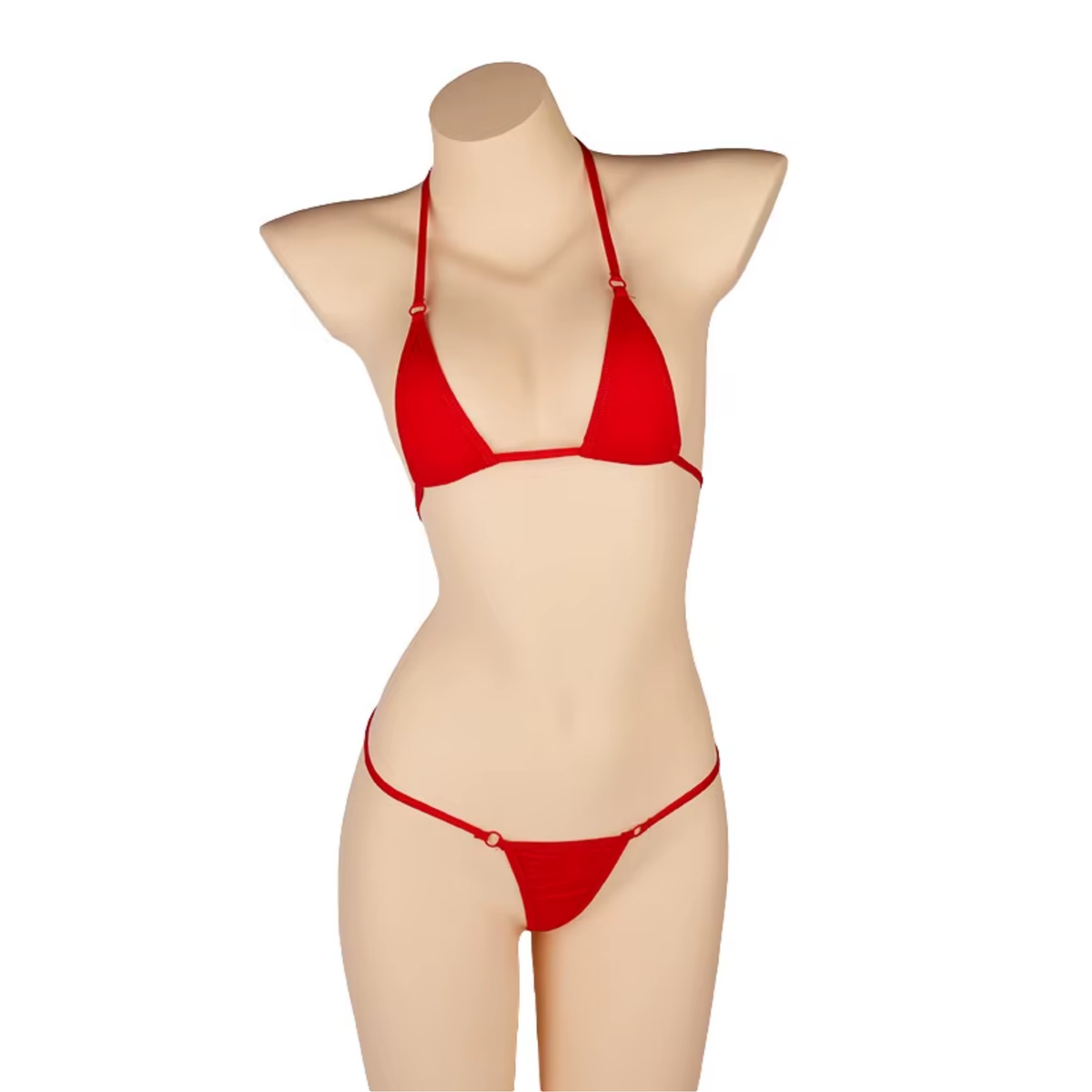 Sexy Dames Bikini Set – Rood - Mini Lingerie Set Tweedelig - Halter Top Zonder Beugel - Micro T String - Met Verstelbare Bandjes & Stretch - Ondergoed Voor Vrouwen - One Size
