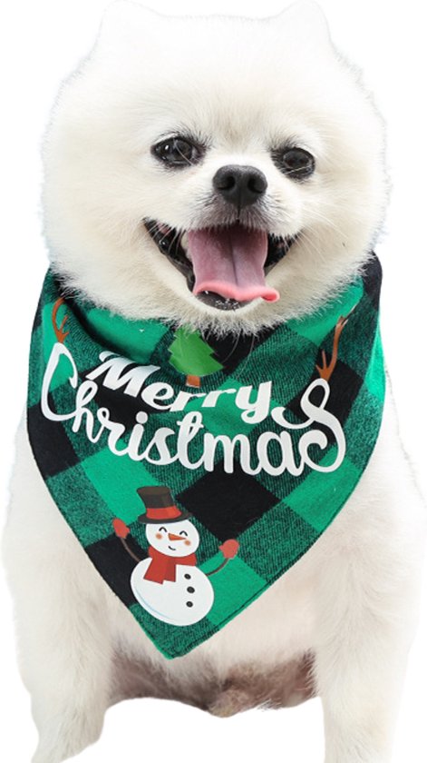Kerst Sjaaltje 'Merry Christmas' - Hond & Kat - Winter Halsband - Honden Das Groen - Kerstpakje voor Honden en Katten - Hondentrui - Kerstkostuum - Hondenkleding - Maat S
