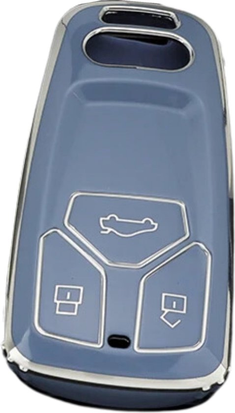 Zachte TPU Sleutelcover - Geschikt voor Audi A4 / A5 / A6 / A7 / S4 / S5 / S6 / Q5 / TT / RS - Blauw met Zilver - Sleutel Hoesje Cover - Auto Accessoires
