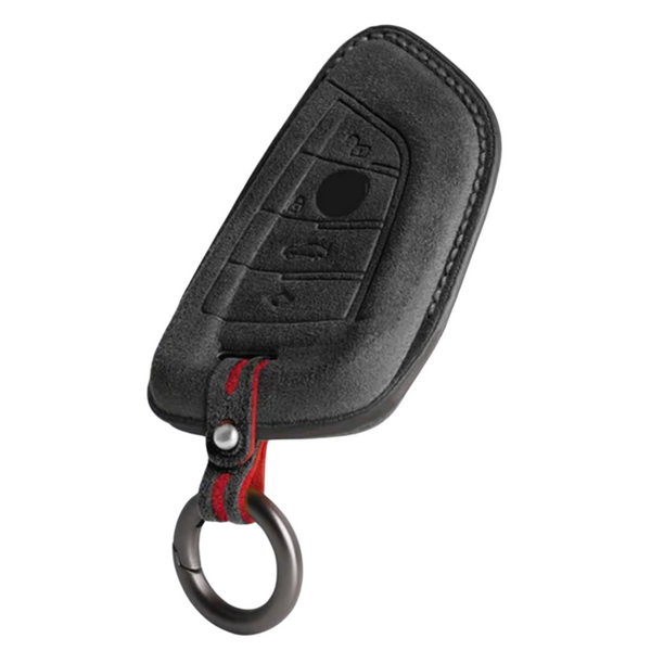 Luxe Alcantara Sleutelcover - Sleutelhoesje Geschikt voor BMW 1 serie / 3 serie / 5 Serie / 7 Serie / X1 / X3 / X4 / X5 / F16 / G20 / G30 / F11 / M - Alcantara Look - Zacht Sleutel Hoesje - Met Hanger - Auto Accessoires