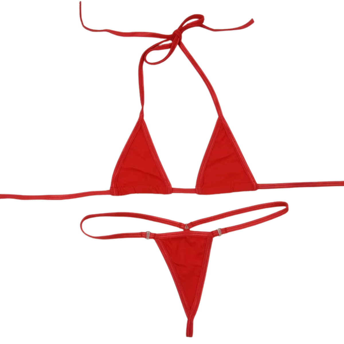 Sexy Dames Bikini Set – Rood - Mini Lingerie Set Tweedelig - Halter Top Zonder Beugel - Micro T String - Met Verstelbare Bandjes & Stretch - Ondergoed Voor Vrouwen - One Size