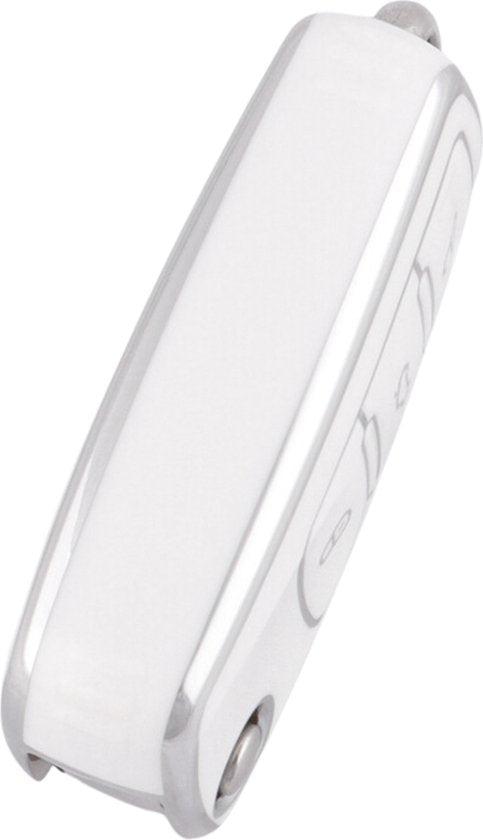 Zachte TPU Sleutelcover - Wit Zilver Metallic - Sleutelhoesje Geschikt voor Volkswagen Golf / Polo / Tiguan / Up / Passat / Seat Leon / Skoda Citigo - Sleutel Hoesje Cover - Randen Zilver - Auto Accessoires