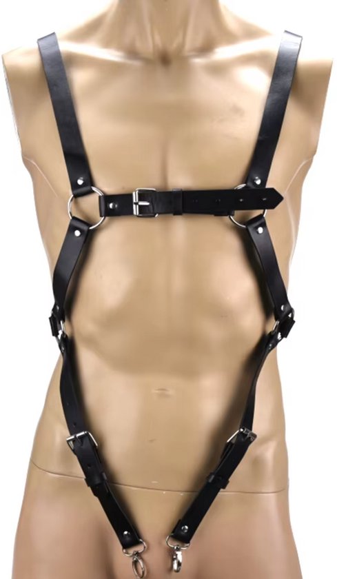 Mannen BDSM Harnas - Kunstlederen Tuigje met Riemen - Verstelbaar - Erotisch Ondergoed voor Heren - Sex Toys - Bondage & Erotiek