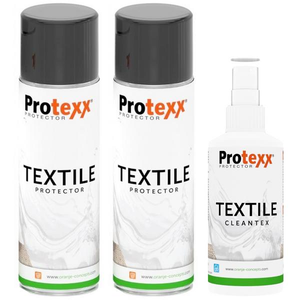 Protexx Set - 2x Textile Protector 250ml + Textile Cleantex Vlekkenspray 100ml