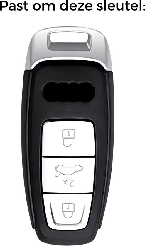 Zachte TPU Sleutelcover - Sleutelhoesje met een Glossy Look Geschikt voor Audi A3 / A4 / B9 / A6 / C8 / A7 / S7 / 4K / A8 / D5 / S8 / Q7 / Q8 / SQ8 / E-tron / 2018 / 2019 / 2020 / 2021 / 2022  - Zilvere - Key Cover - Auto Accessoires
