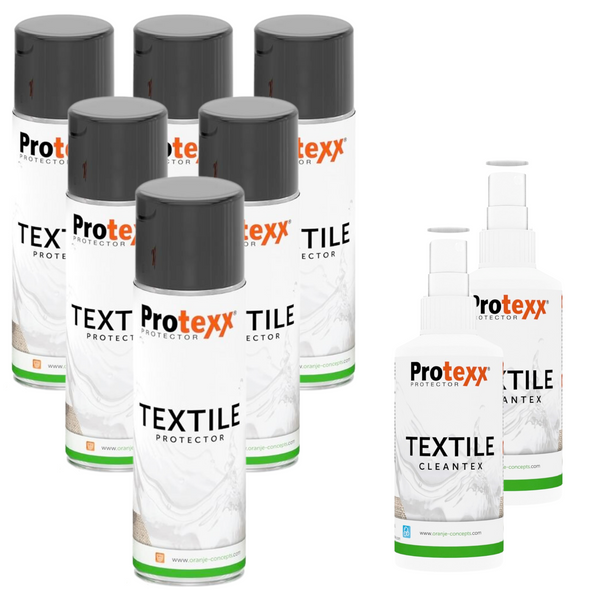 Protexx Set - 6x Textile Protector 250ml + 2x Textile Cleantex Vlekkenspray 100ml