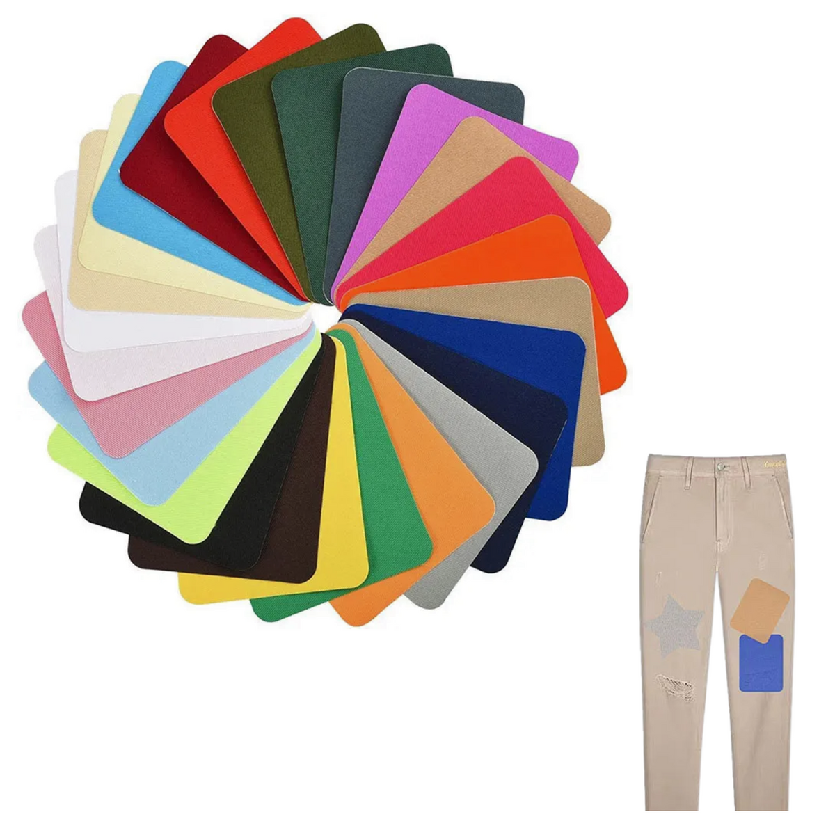 Kleding Reparatie Patches - Set van 26 Kleuren - Opstrijkbare Lapjes - Zelfklevende Reparatie - DIY