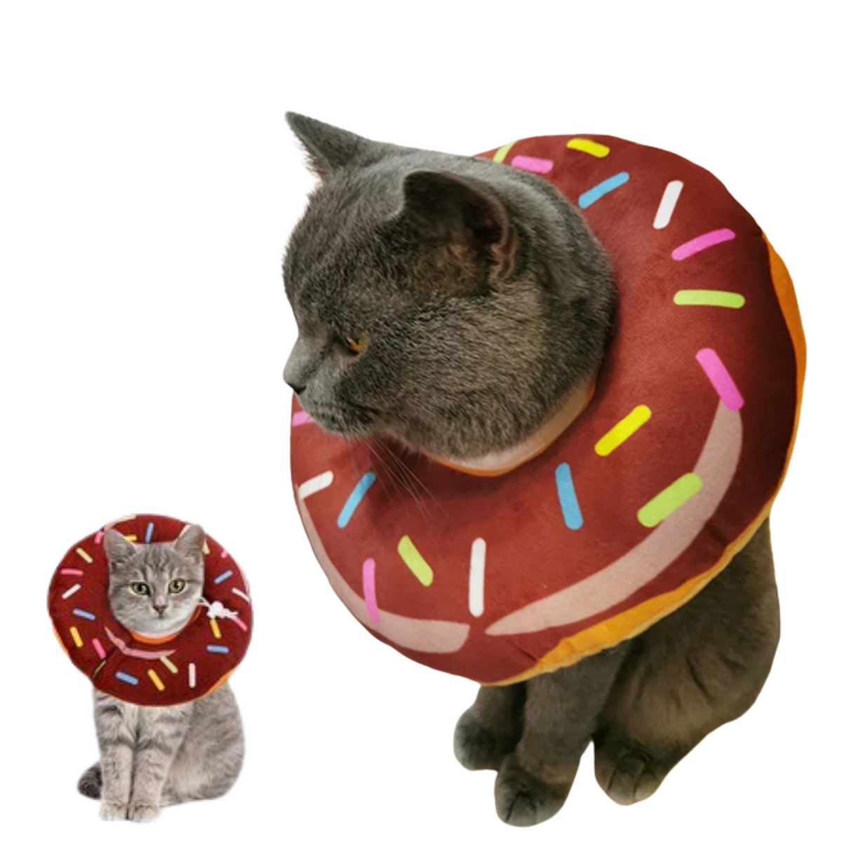 Donut Kattenkraag - Katten Accessoires - Zachte Beschermkraag voor Katten & Kleine Honden - Speelse Donut Vorm - Herstelkraag Anti-Krabben - Verstelbare Comfort Pet Cone - Maat M