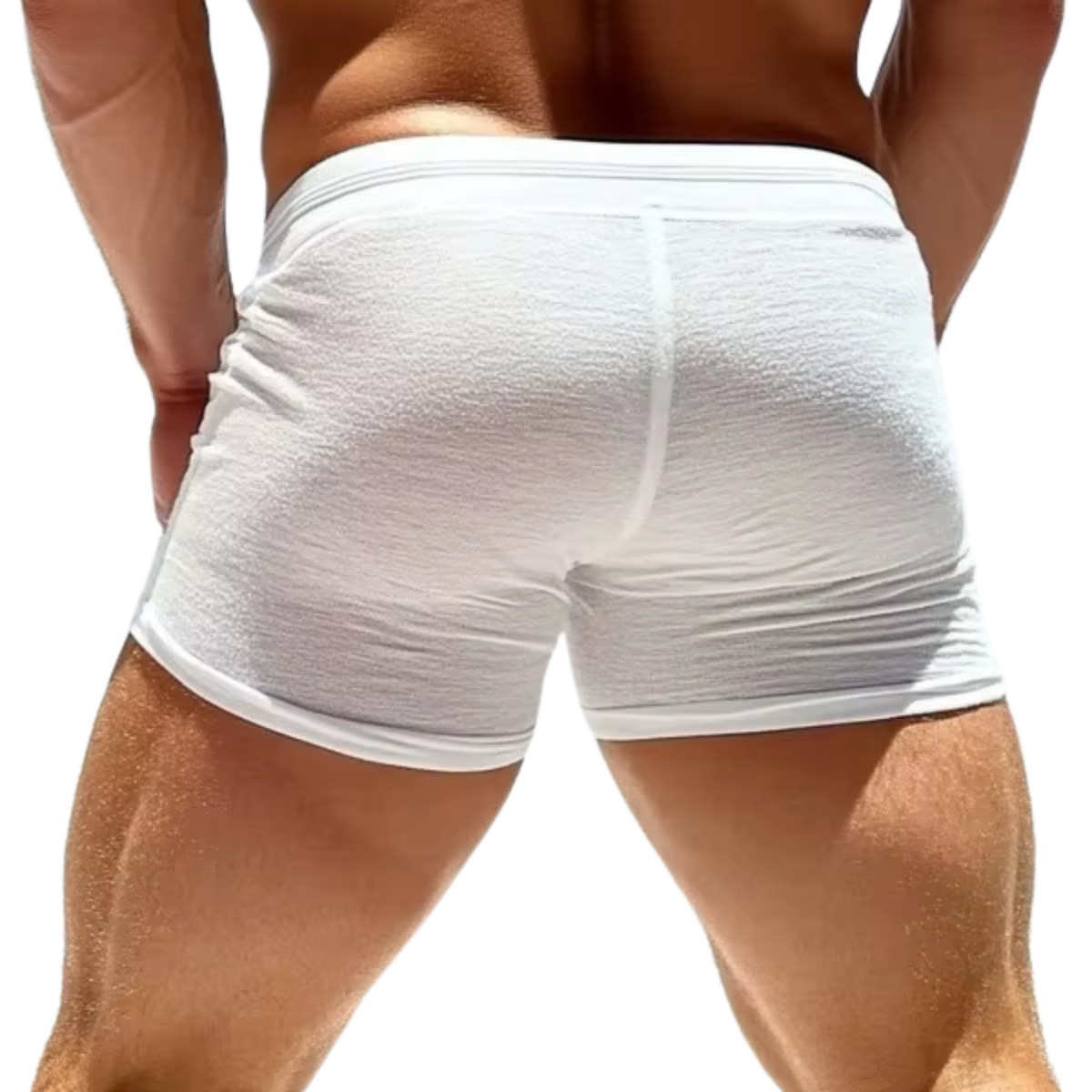 Sexy Heren Boxershort - Wit Semi-Transparant - Boxer Doorzichtig Met Touwtjes - Mannen Onderbroek - Lingerie Voor Mannen - Ondergoed Maat L