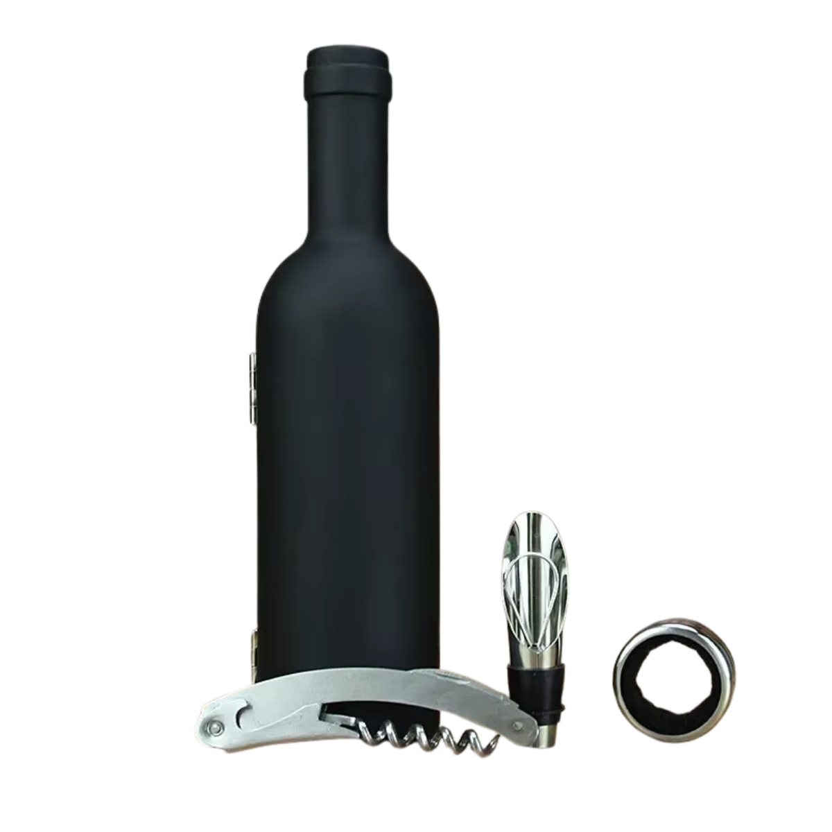 Wijn Tools Set - Cadeauset - 3 Wijn Tool Accesoires in Fles - Opener, Fleskraag en Schenktuit - Geschenkset - Drank Cadeau - Flesopener / Wijnopener / Kurkertrekker - Moederdag / Vaderdag / Kerst / Verjaardag - Cadeauverpakking