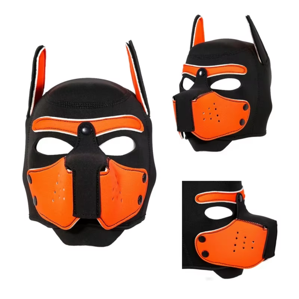 Honden Masker - Zwart & Oranje - Puppy Play - BDSM Roleplay & Cosplay - Unisex - Sex Speeltjes Toys - Erotiek - Bondage Masker - OneSize