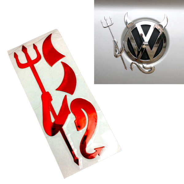 Auto Duivel Logo - Rood - Zelfklevend - Alle Automerken / Universeel - Grappig Embleem - Tuning - Auto Accessoires