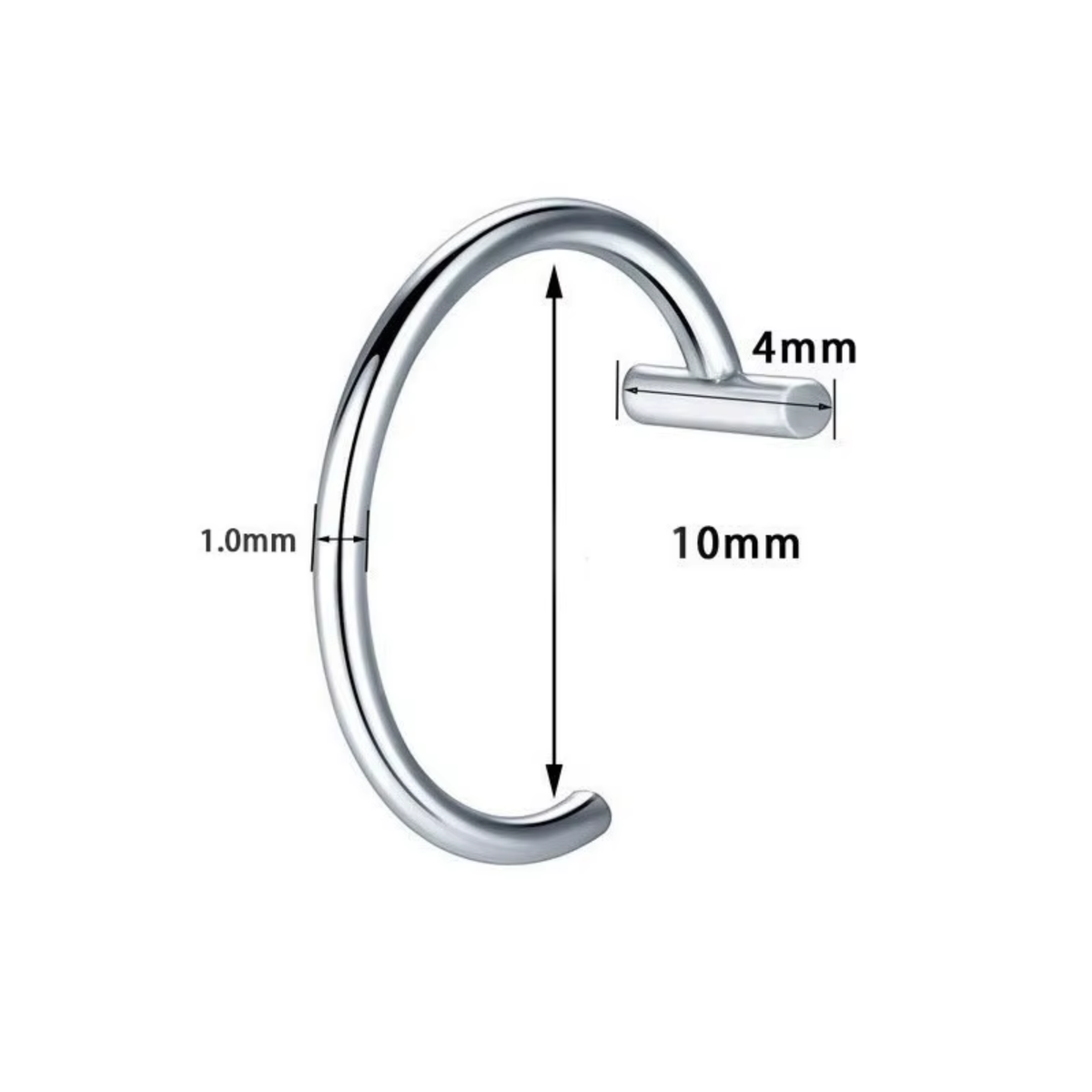 Set Van 3 Fake Piercings - Goud, Zilver en Zwart - Stainless Steel - Lippiercing / Neuspiercing / Oorpiercing - Neusring - Nep Piercing Ring - Verkleedaccessoires - 10mm