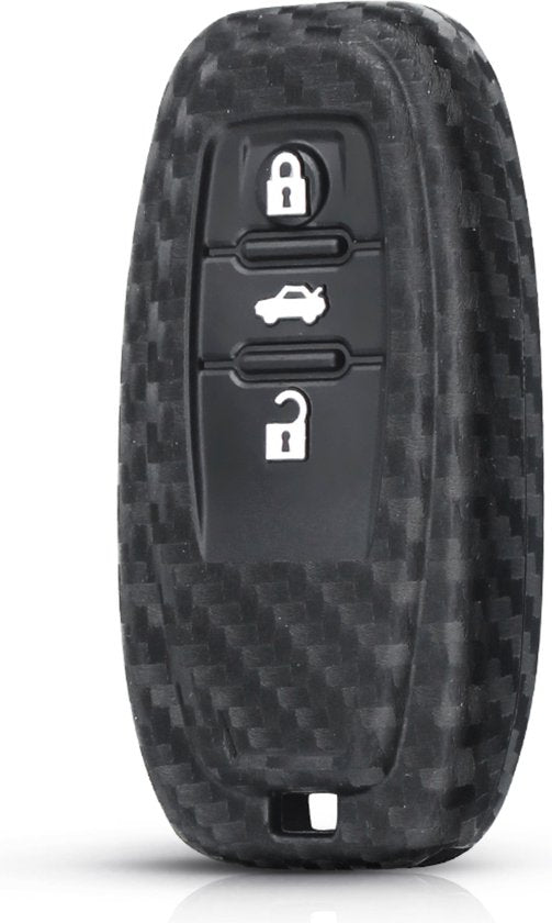 Zachte Carbon Sleutelcover met Knoppen - Sleutelhoesje Geschikt voor Audi A5 / A6 / A7 / A8 / Q5 / Q7 / Q8 / E-Tron / S5 / S6 / RS6 - Siliconen Materiaal - Sleutel Hoesje Cover - Auto Accessoires