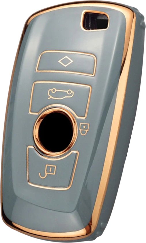 Zachte TPU Sleutelcover - Blauw Goud Metallic - Sleutelhoesje Geschikt voor BMW 1 serie / 3 serie / 5 Serie / 7 Serie / X1 / X3 / X4 / X5 / F20 / F30 / F31 / F34 / M - Flexibele Sleutel Cover - Sleutel Hoesje - Auto Accessoires