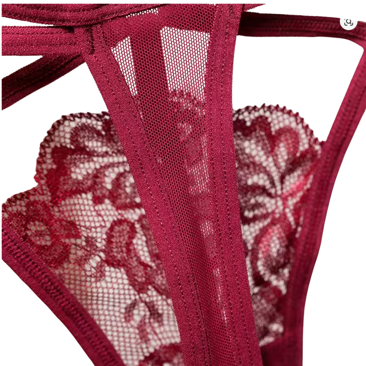 Sexy Kanten String – Rood - Open Design met Bandjes - Comfortabel, Ademend, Sexy en Zacht Dames Ondergoed - One Size - Perfecte Pasvorm