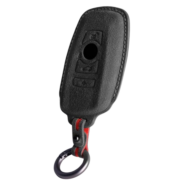 Luxe Alcantara Sleutelcover - Sleutelhoesje Geschikt voor BMW 1 serie / 3 serie / 5 Serie / 7 Serie / X1 / X3 / X4 / X5 / F20 / F30 / F31 / F34 / M - Alcantara Look - Zacht Sleutel Hoesje - Met Hanger - Auto Accessoires