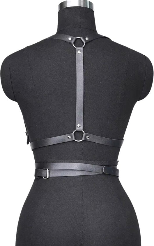 Sexy BDSM Harnas Tuigje met Riempjes - Kunstleder Bondage Lingerie - Verstelbaar Zwart - Erotisch Riem voor Mannen en Vrouwen - Sex Toys