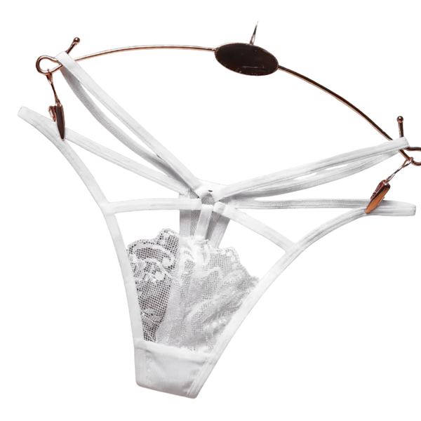 Sexy Kanten String – Wit - Open Design met Bandjes - Comfortabel, Ademend, Sexy en Zacht Dames Ondergoed - One Size - Perfecte Pasvorm