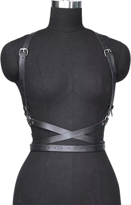 Sexy BDSM Harnas Tuigje met Riempjes - Kunstleder Bondage Lingerie - Verstelbaar Zwart - Erotisch Riem voor Mannen en Vrouwen - Sex Toys