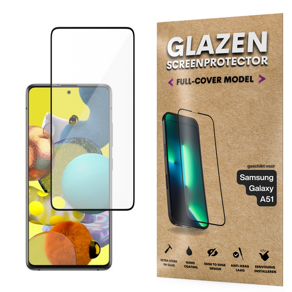 Screenprotector - Geschikt voor Samsung Galaxy A51 - Gehard Glas - Full Cover Tempered Glass - Case Friendly