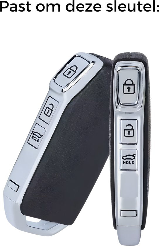 Zachte TPU Sleutelcover - Sleutelhoesje Geschikt voor Kia Niro / Cerato / Forte / Sorento / Soul / Telluride SX / Telluride / 2021 / Sportage R / 2022 / K5 / GT Lijn / 2021 / Seltos / Greed - Roze met Zilver - Key Cover - Auto Accessoires