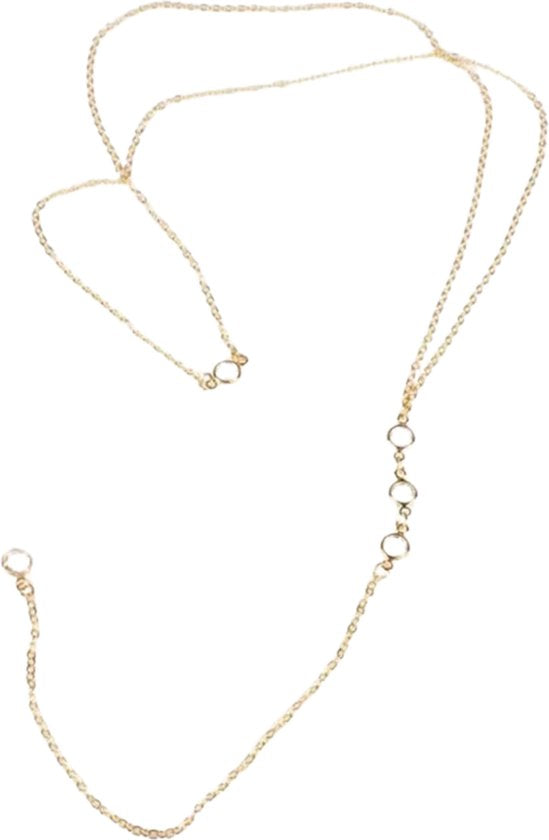 Rugketting - Goudkleurig met Steentjes - Back Chain Goud - Zomerse Ketting - Rug Ketting Dames