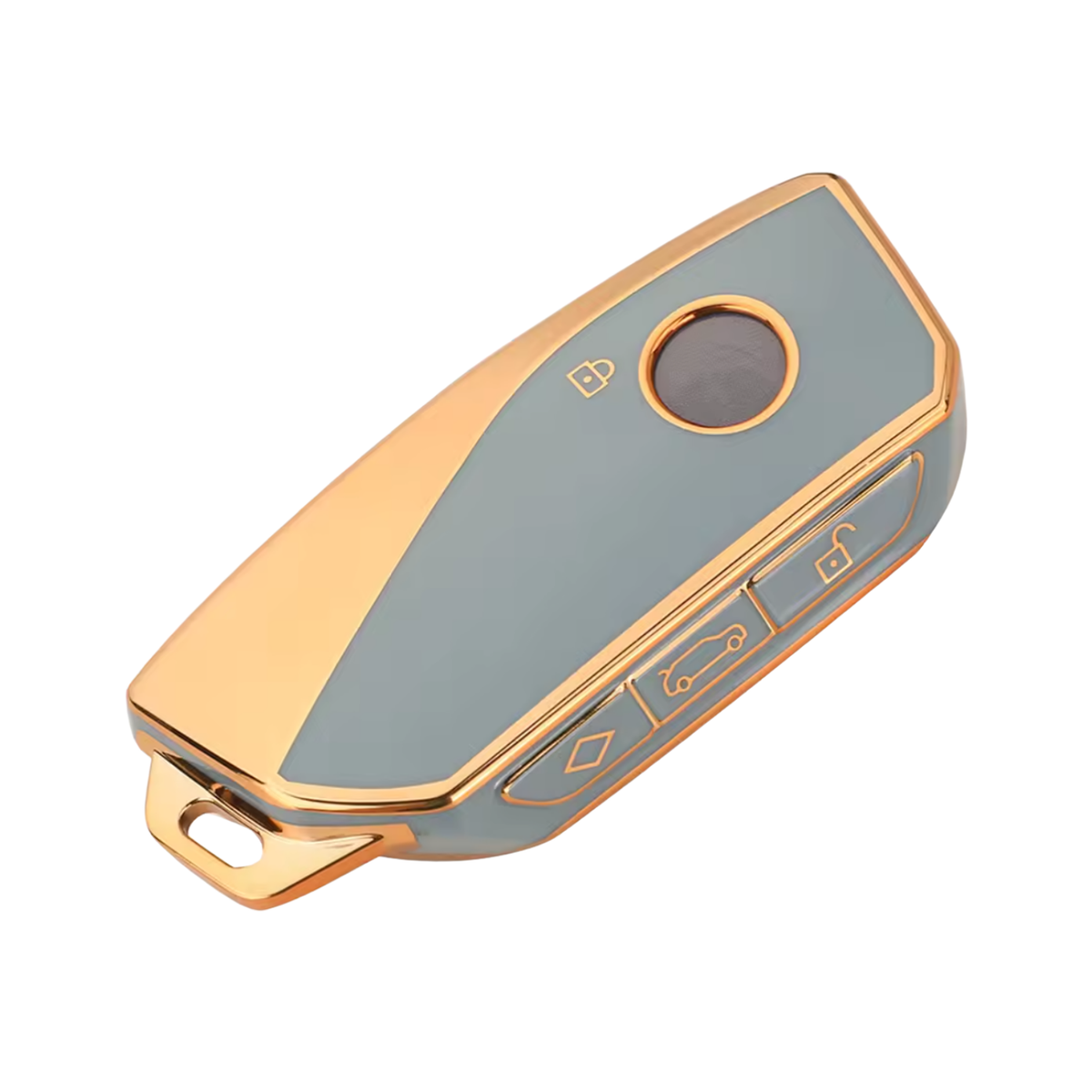Zachte TPU Sleutelcover - Sleutelhoesje Geschikt voor BMW i7 / X7 / G07 / LCI / iX / U11 / 7 Serie / G70 / G09 / XM / U06 / G81 / M3 / 2023 - Goud met Blauw - Key Cover - Auto Accessoires