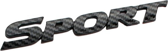 Auto Embleem Sport - Carbon Look Zwart - Zelfklevende Badge - Sport Logo - voor Achterklep - Auto Accessoires