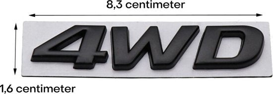 Auto Embleem 4WD Zwart - Zelfklevende Badge - 4WD Embleem - universeel/alle automerken - 4 Wheel Drive - Auto Accessoires