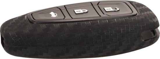 Zachte Carbon Sleutelcover met Knoppen - Sleutelhoesje Geschikt voor Ford Focus / Fiesta / Fusion / Kuga / Puma / Mondeo / C-Max / S-Max / Transit / Ecosport - Siliconen Materiaal - Sleutel Hoesje Cover - Auto Accessoires