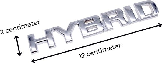 Auto Embleem Hybrid - Zilver Chroom - Zelfklevende Badge - Hybrid Embleem - universeel/alle automerken - voor Achterklep - Kunststof - Auto Accessoires