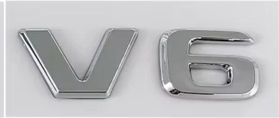 Auto Embleem V6 Chroom - Kunststof - Zelfklevende Badge - V6 Embleem - universeel/alle automerken -  voor Achterklep - Auto Accessoires