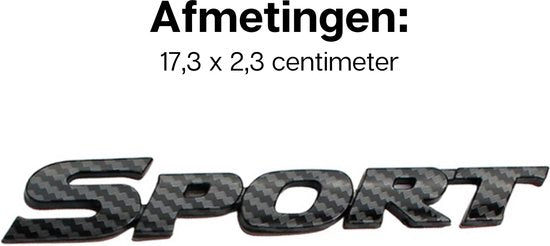Auto Embleem Sport - Carbon Look Zwart - Zelfklevende Badge - Sport Logo - voor Achterklep - Auto Accessoires