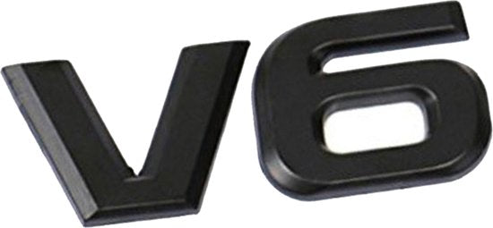 Auto Embleem V6 Zwart - Zelfklevende Badge - V6 Embleem - universeel/alle automerken -  voor Achterklep - Auto Accessoires