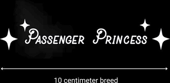 Autosticker - Passenger Princess - Binnenspiegel - Grappige Mini Auto Sticker Wit - Hoogwaardig Vinyl - Autostickers Wrap Folie - universeel/alle automerken